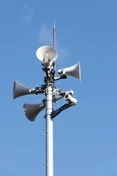 Loudspeaker of disaster forecast Stock Photos