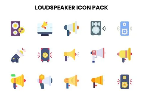Loudspeaker Flat Collection Icons Pack Stock Illustration