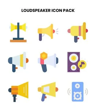 Loudspeaker Flat Design Icons Pack Stock Illustration