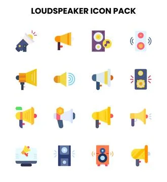 Loudspeaker Flat Vector Icons Pack Stock Illustration