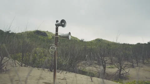 Loudspeaker on the hill Stock Footage 64115826