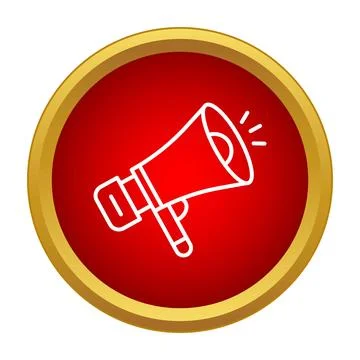 Loudspeaker icon broadcasting important announcement on red background Stock Illustration