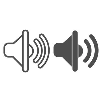 Loudspeaker line and solid icon, Sound design concept, Volume sign on white Stock Illustration