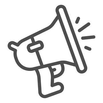 Loudspeaker line icon, technologies concept, megaphone sign on white background Stock Illustration