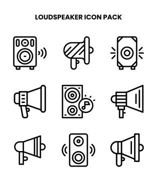 Loudspeaker Line UI Icons Pack Stock Illustration