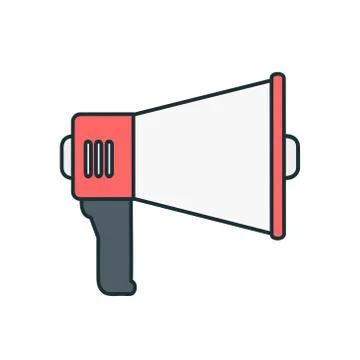 Loudspeaker megaphone on white flat vector icon illustration Stock Illustration