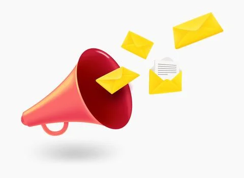Loudspeaker with new messages. 3d vector illustration Stock Illustration