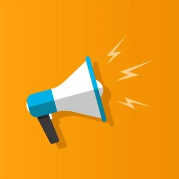 Loudspeaker on orange background. Flat design. Vector illustration Stock Illustration