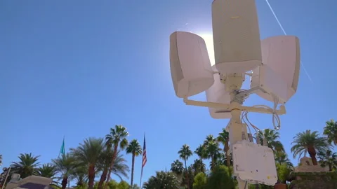Loudspeaker on the pole in slow motion 250fps Stock Footage 166090879