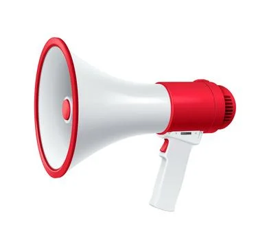 Loudspeaker with red ornament realistic vector illustration Stock Illustration