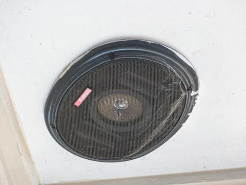 Loudspeaker in a Restaurant Ceiling Stock Photos
