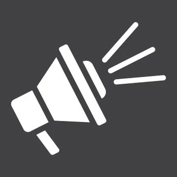 Loudspeaker solid icon, megaphone and website 스톡 일러스트