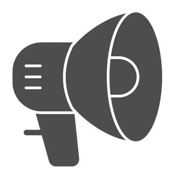 Loudspeaker solid icon. Megaphone device emergency alarm glyph style pictogram Stock Illustration
