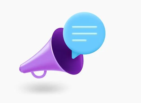 Loudspeaker with speech cloud. 3d vector illustration Stock Illustration