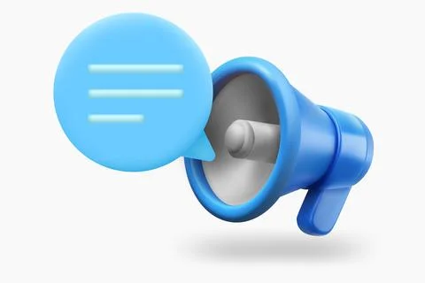 Loudspeaker with speech cloud. 3d vector illustration Stock Illustration
