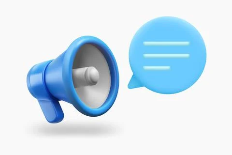 Loudspeaker with speech cloud. 3d vector illustration Stock Illustration