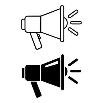 Loudspeaker symbol vector icon in black and white announcement concept Stock Illustration