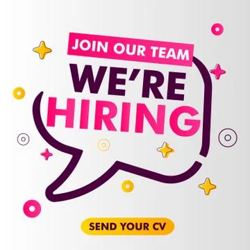 Loudspeaker with text 'we're hiring' on Quick Tips badge. Business concept for Illustrazione stock