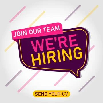 Loudspeaker with text 'we're hiring' on Quick Tips badge. Business concept for Stock Illustration