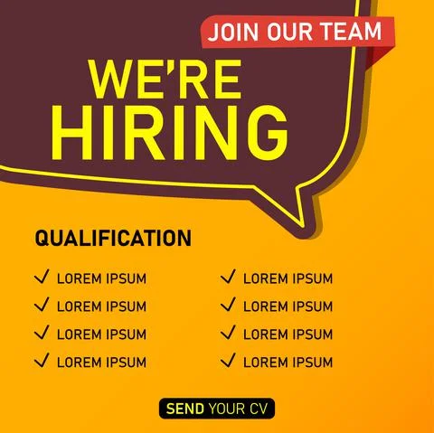 Loudspeaker with text 'we're hiring' on Quick Tips badge. Business concept for Stock Illustration