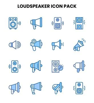Loudspeaker Two Colour Set Icons Pack Stock Illustration