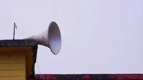 Loudspeaker in village Stock Footage 206018531