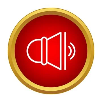 Loudspeaker volume level icon on red button Stock Illustration
