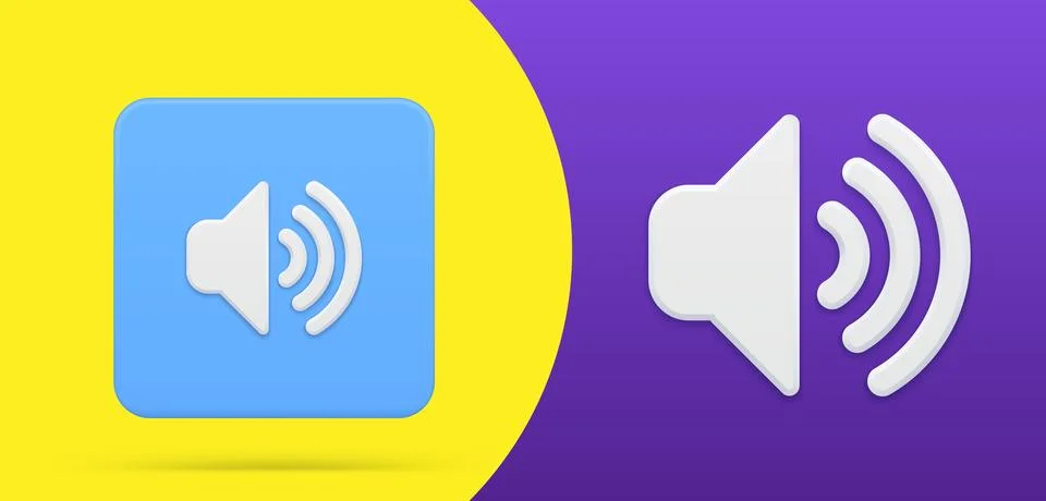 Loudspeaker volume sound user interface indicator simple 3d icon button set v Stock Illustration