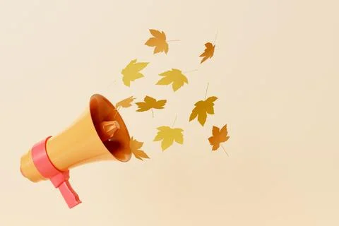 Loudspeaker with withered leaves on yellow background Stock Illustration