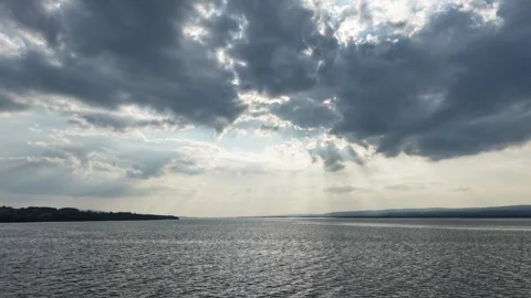 Lough Derg Hyperlapse with Dramatic Clouds and Sun Rays, Ireland Vídeos de archivo 339744344