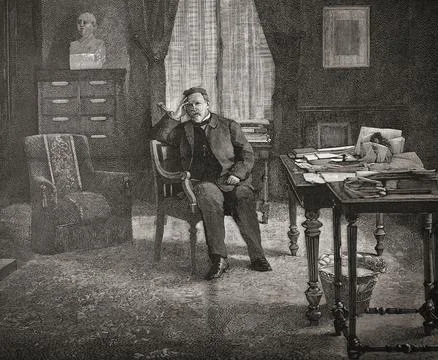 Louis Pasteur in his office at the Pasteur Institute, Paris.  Louis Pasteur, 182 Stockillustratie