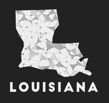 Louisiana - communication network map of us state. Louisiana trendy geometr.. 스톡 일러스트