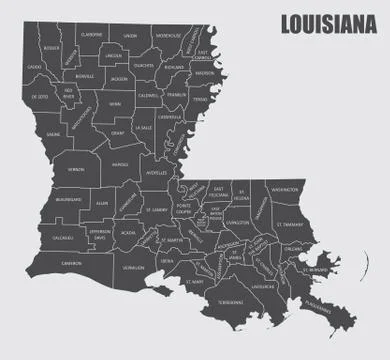Louisiana County Map Stock Illustration