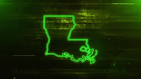 Louisiana Digital Futuristic Glitch Map Video stock 333772632