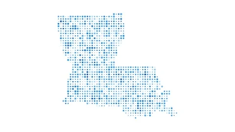 Louisiana dotted digital map. Map of Louisiana with pulsating colored circles... Stock Footage 231079117