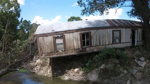 Louisiana Flood August 2016 Aftermath Trailer Misplaced Drone Footage Stock Footage 99517094
