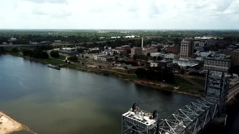 Louisiana HD drone footage  small / medium rural river city Alexandria 2 Stock Footage