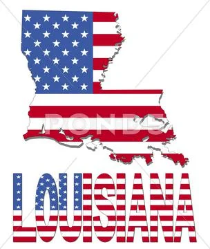 Louisiana map flag and text illustration Stock Illustration