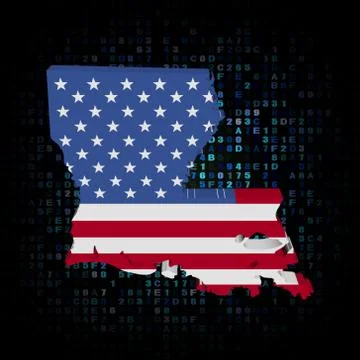 Louisiana map flag on hex code illustration Illustrazione stock