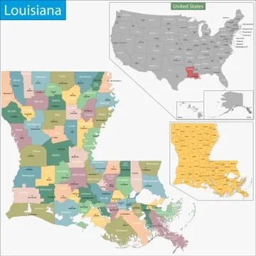 Louisiana map Stock Illustration