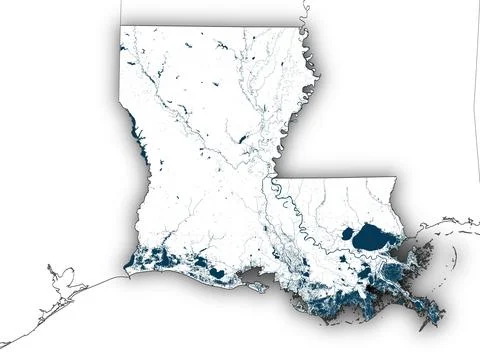 Louisiana shape with state borders, white map 스톡 일러스트