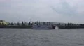 Louisiana Star paddle wheeler on boat trip round the Hamburg harbour HD Footage