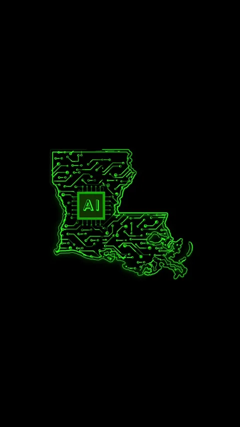 Louisiana State Map AI Chipset Technology Opener Stock Footage 337184233