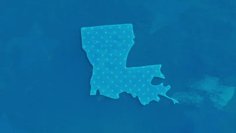 Louisiana State Map with Blue Dotted Texture Stock Footage 331685839