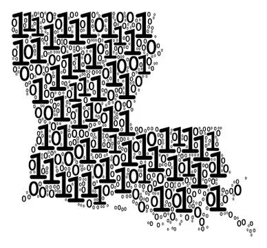 Louisiana State Map Collage of Binary Digits イラスト素材