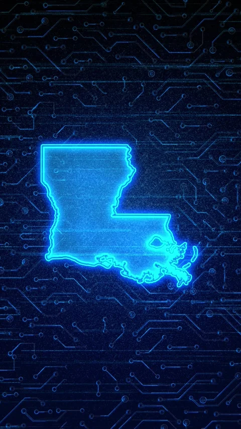 Louisiana State Map Digital Technology Opener Stock Footage 336391065