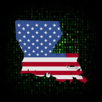 Louisiana state map flag on hex code illustration イラスト素材