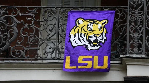 Louisiana State University Flag - LSU - New Orleans Stock Footage