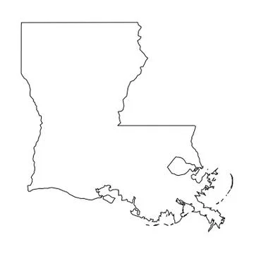 Louisiana, state of USA - solid black outline map of country area. Simple flat Stock Illustration