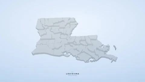 Louisiana USA state map 3D animation seamless loop Stock Footage 341068203